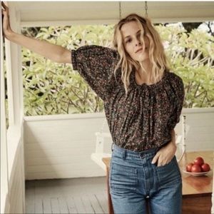 Doen Sia Top in Black Petit Jardin Print, size M.